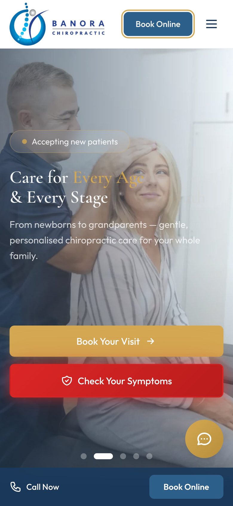 Banora Chiropractic homepage on a phone