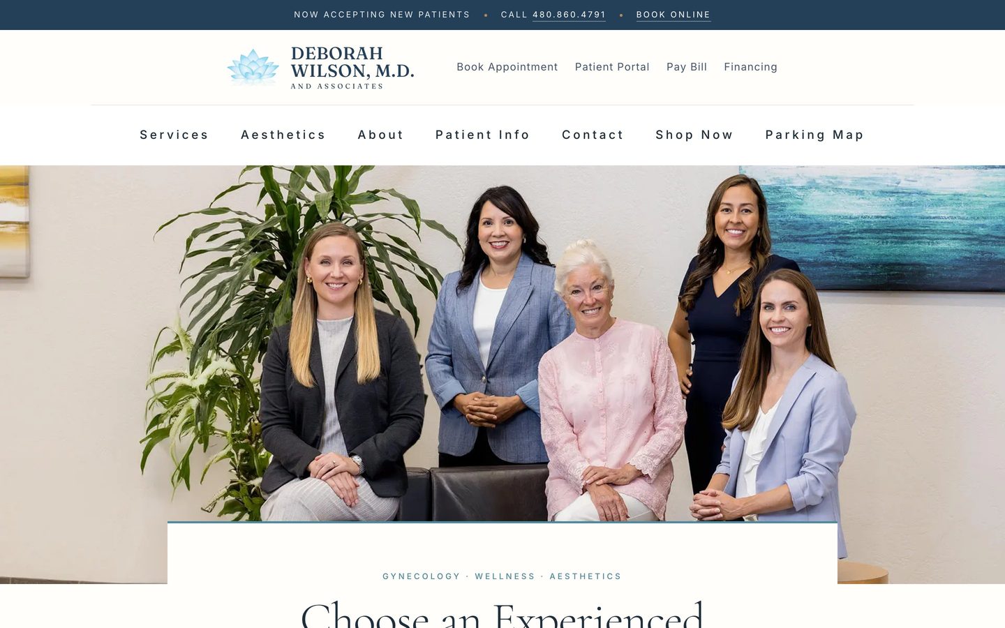 Deborah Wilson, M.D. & Associates homepage on a desktop screen