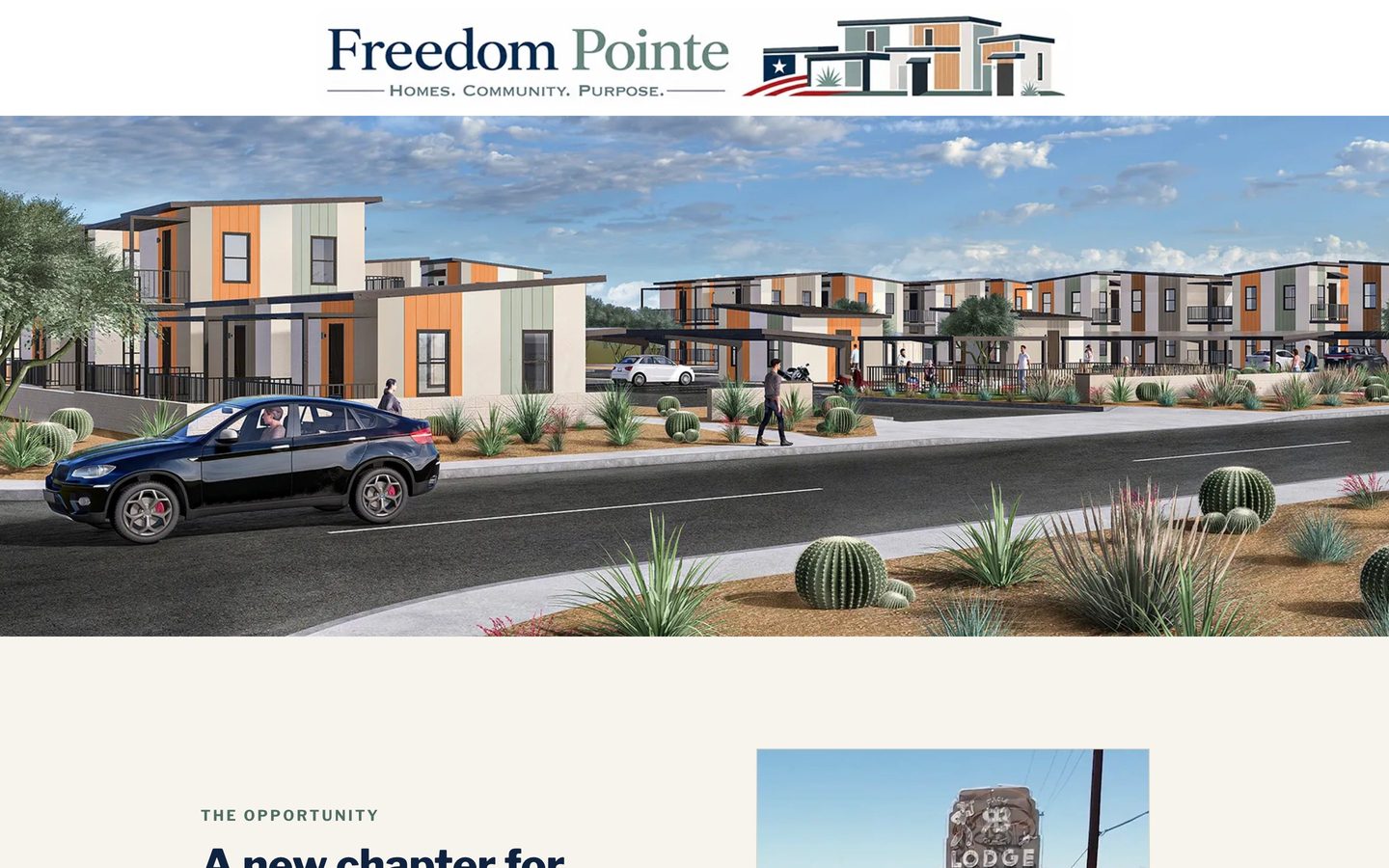 Freedom Pointe homepage on a desktop screen