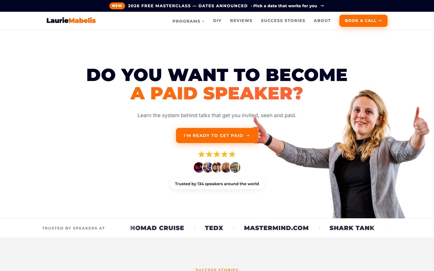 Laurie Mabelis homepage on a desktop screen