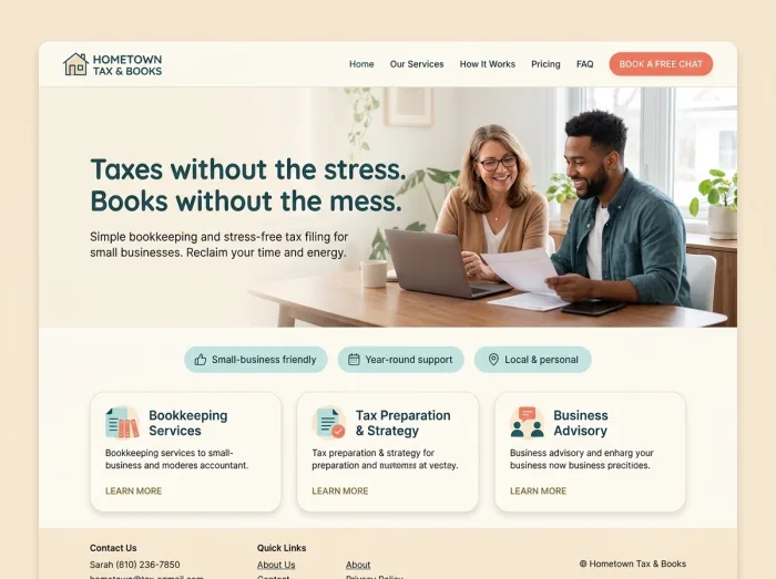Hometown Tax & Books — Accountants website design concept