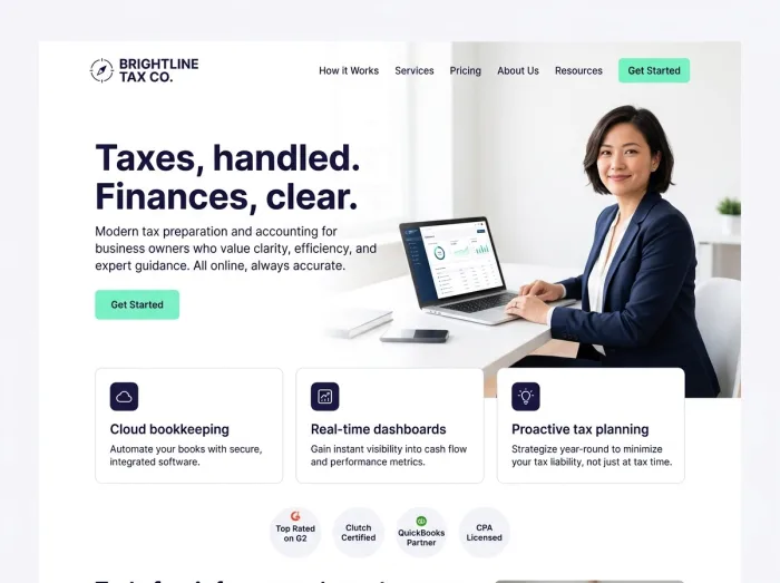 Brightline Tax Co. — Accountants website design concept