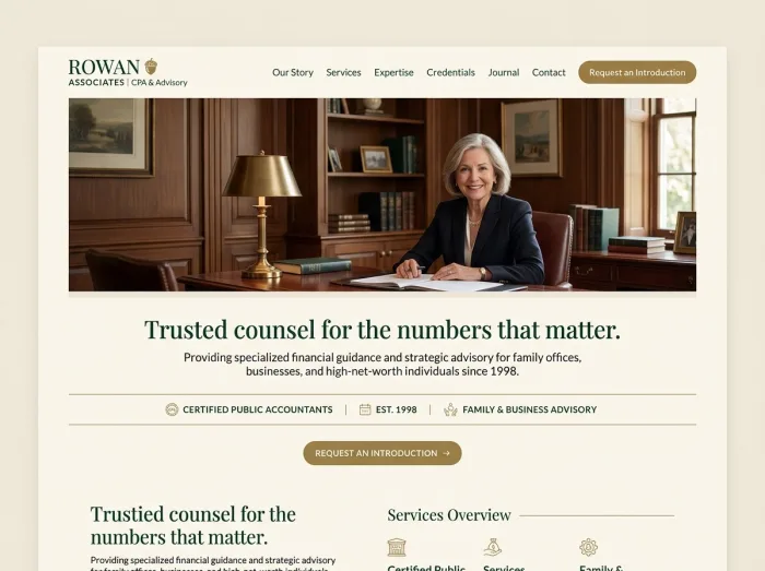 Rowan & Associates — Accountants website design concept