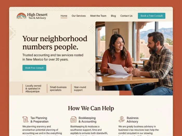 High Desert Tax — Accountants website design concept
