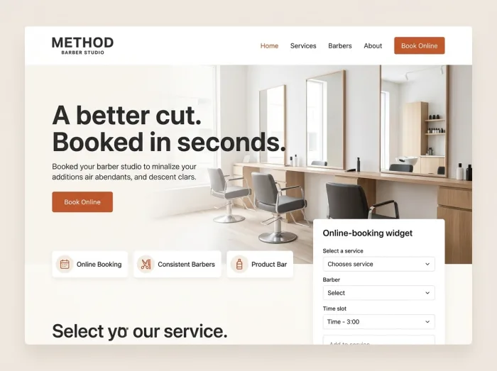 Method Barber Studio — Barber Shops website design concept