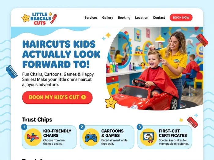 Little Rascals Cuts — Barber Shops website design concept