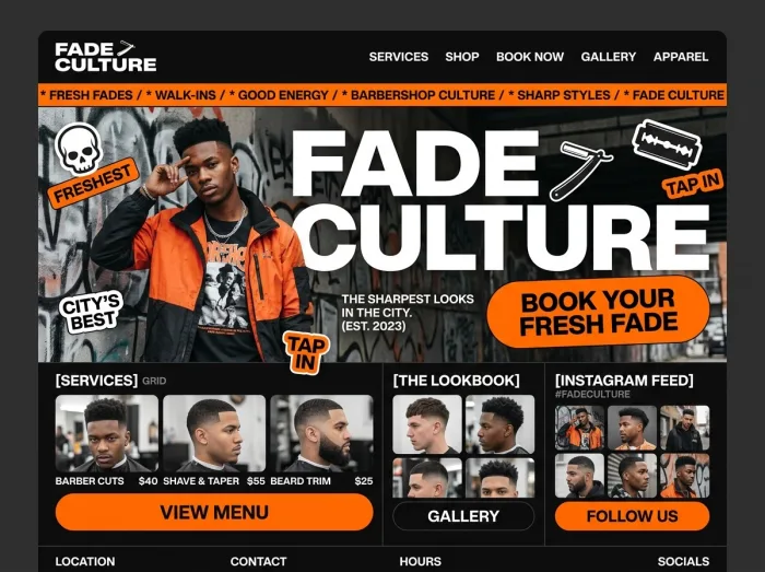 Fade Culture — Barber Shops website design concept