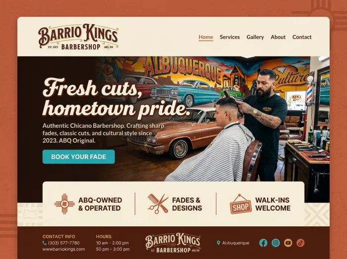Barrio Kings Barbershop — Barber Shops website design concept
