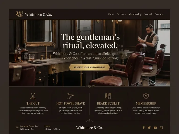 Whitmore & Co. — Barber Shops website design concept