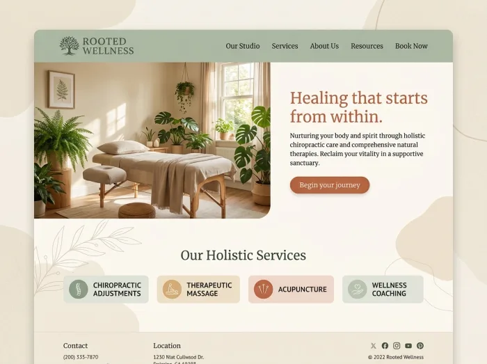 Rooted Wellness — Chiropractors website design concept