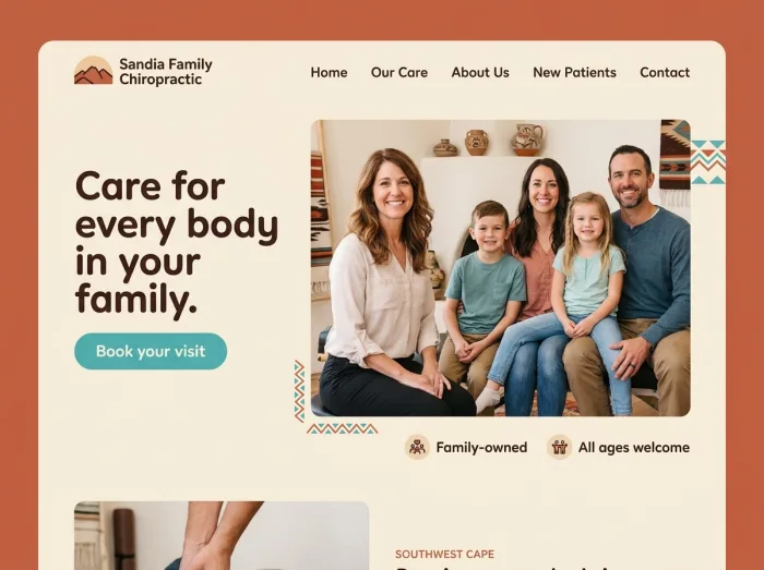 Sandia Family — Chiropractors website design concept
