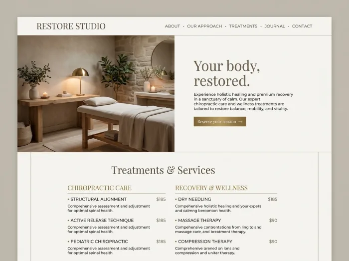 Restore Studio — Chiropractors website design concept