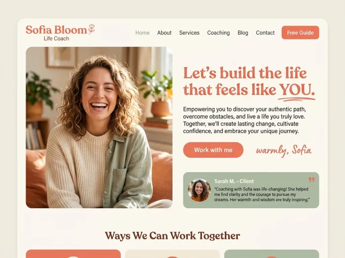 Coaches website design concept — Sofia Bloom