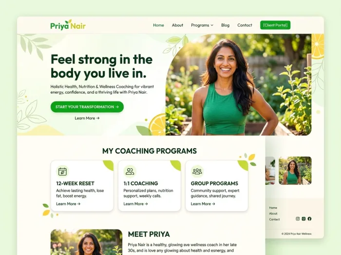Priya Nair — Coaches website design concept
