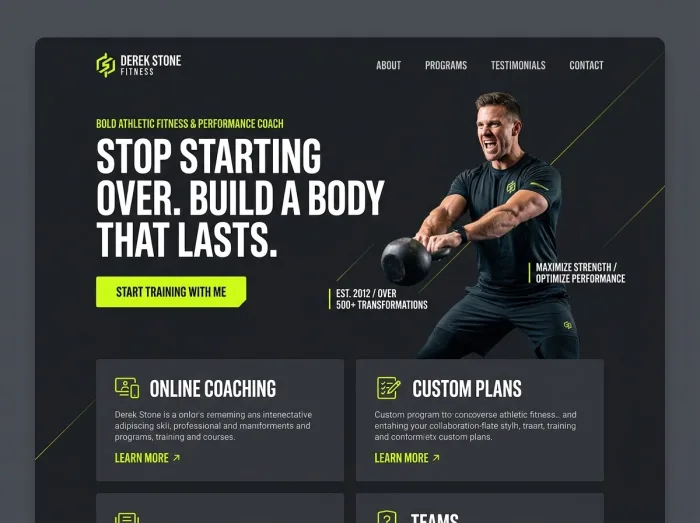 Derek Stone — Coaches website design concept