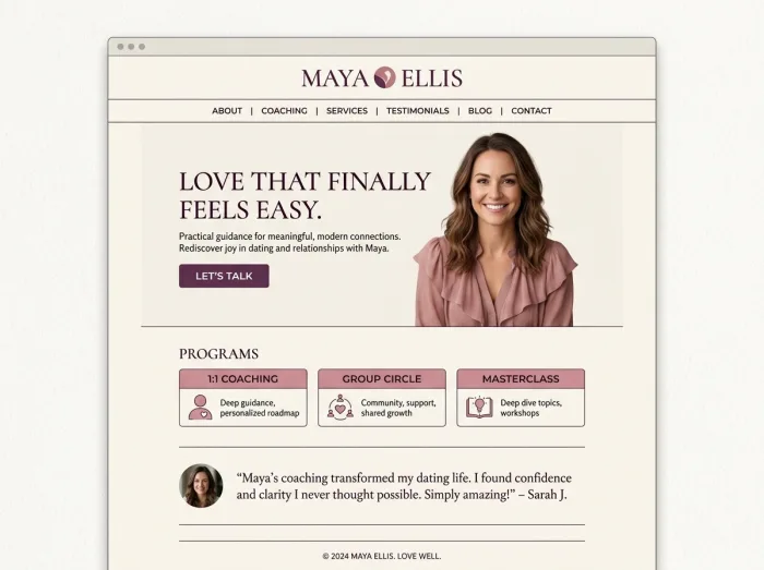 Maya Ellis — Coaches website design concept