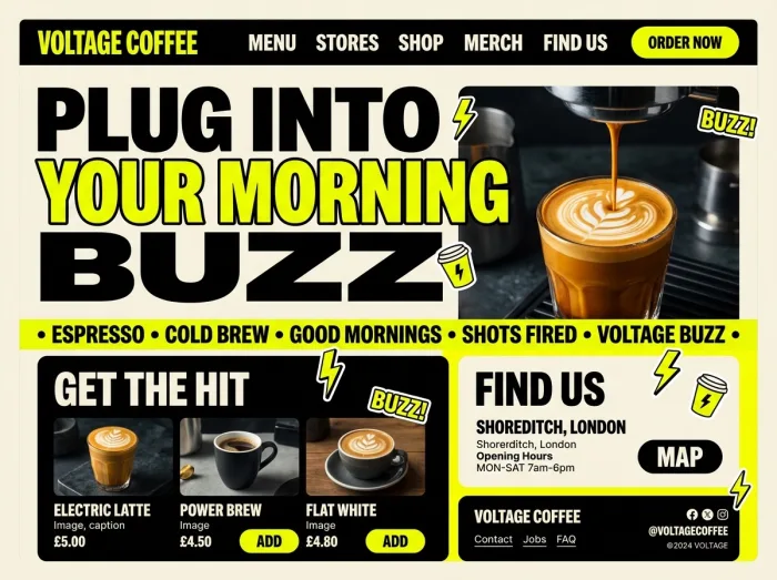 Voltage Coffee — Coffee Shops website design concept