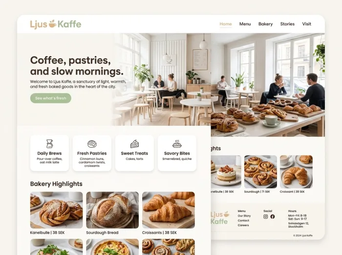 Ljus Kaffe — Coffee Shops website design concept