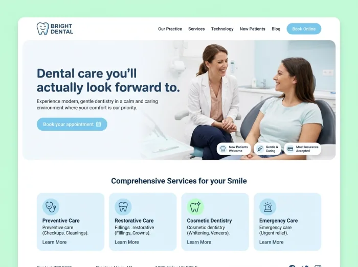 Dentists website design concept — Bright Dental