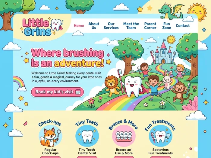 Little Grins — Dentists website design concept