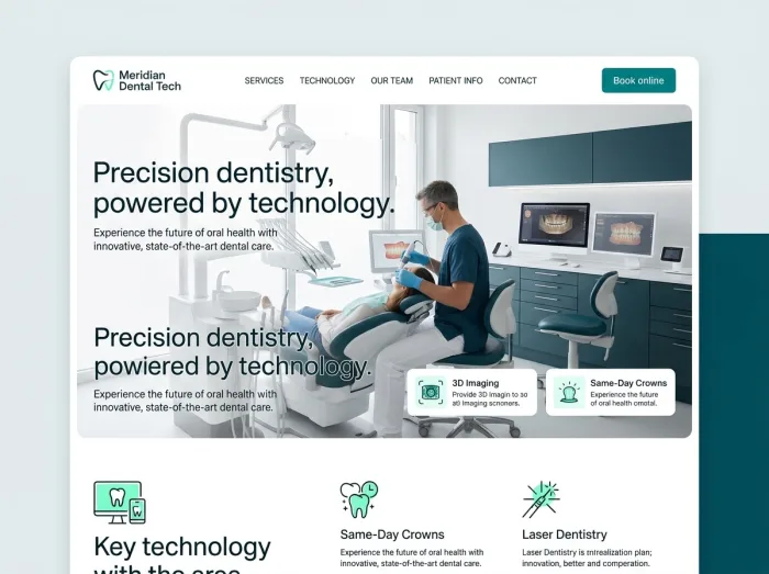 Meridian Dental Tech — Dentists website design concept