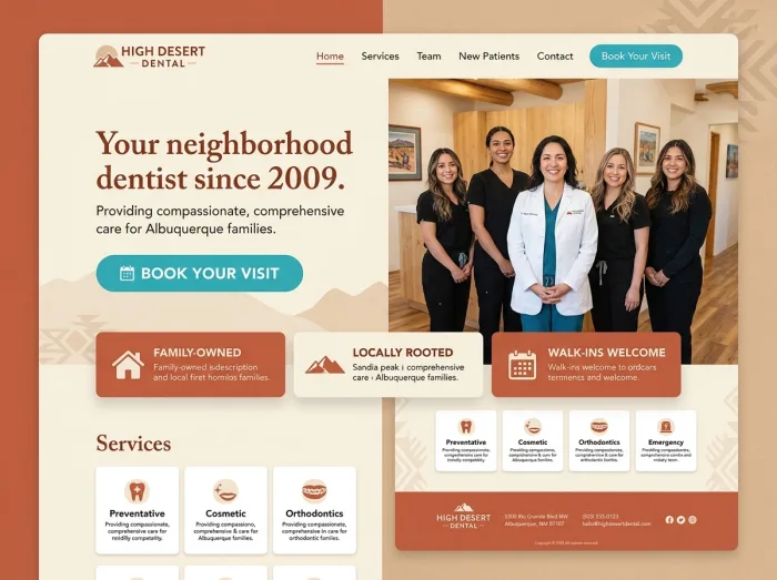 High Desert Dental — Dentists website design concept