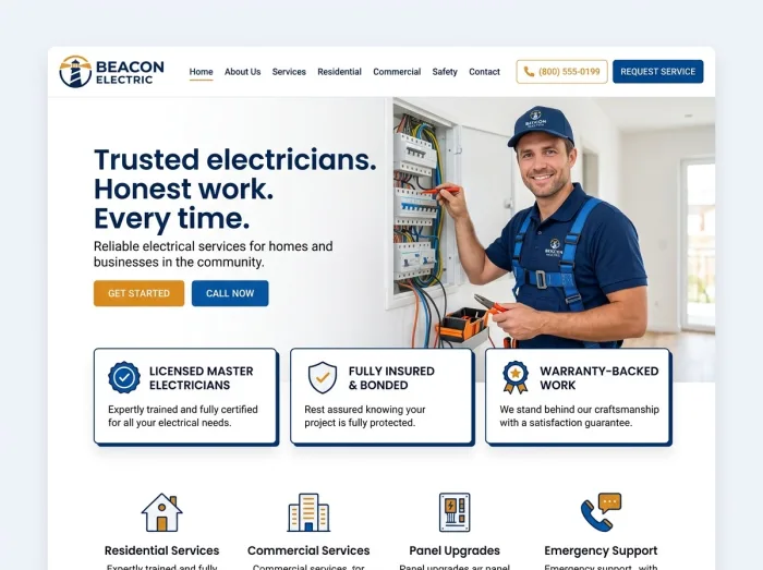 Electricians website design concept — Beacon Electric