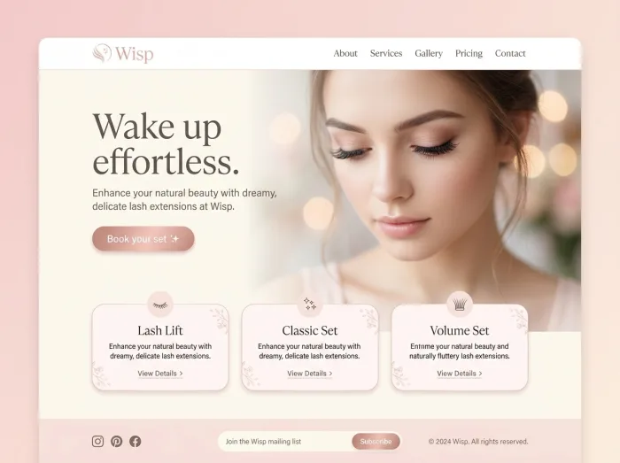 Eyelashes website design concept — Wisp
