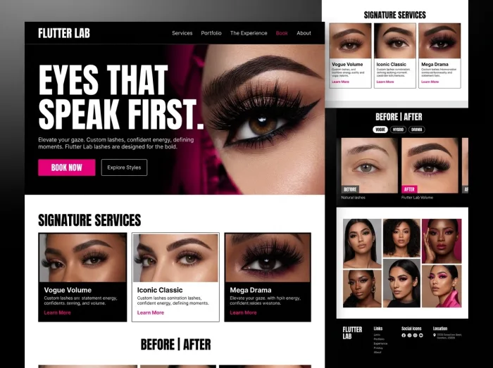 Flutter Lab — Eyelashes website design concept