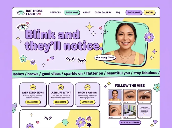 Bat Those Lashes — Eyelashes website design concept