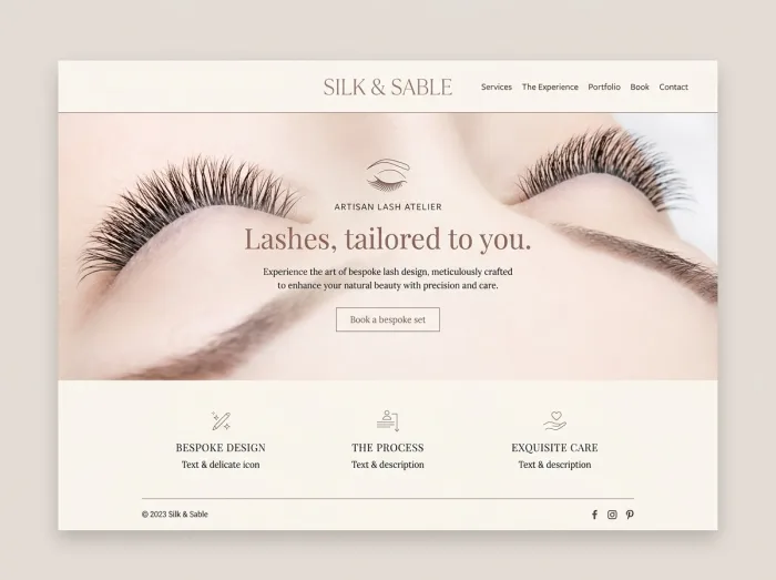 Silk & Sable — Eyelashes website design concept