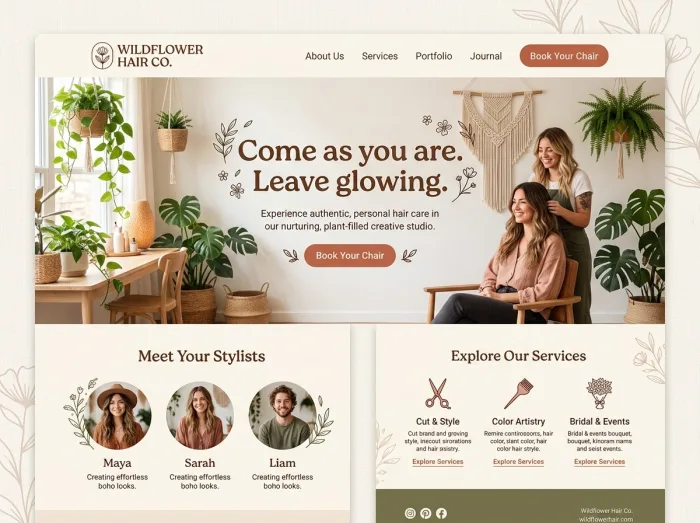 Hair Salons website design concept — Wildflower Hair Co.