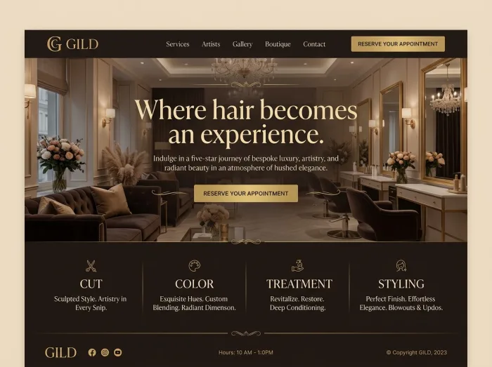 Gild — Hair Salons website design concept