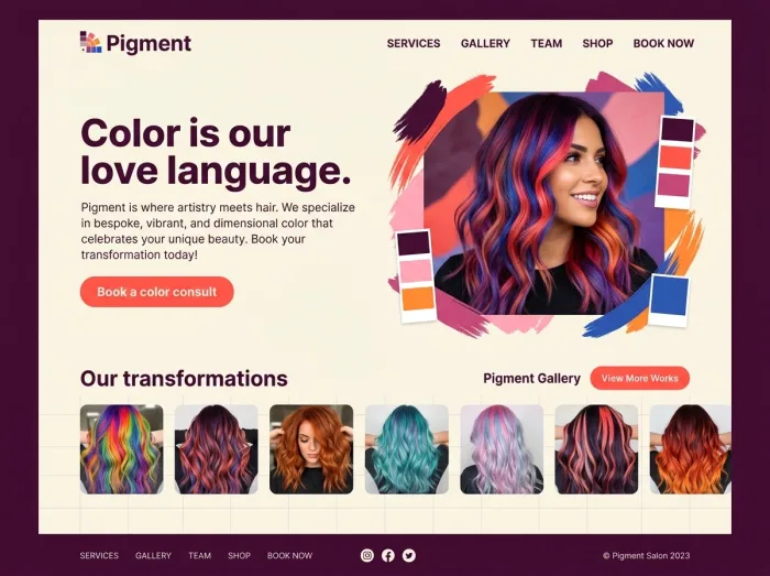 Pigment — Hair Salons website design concept