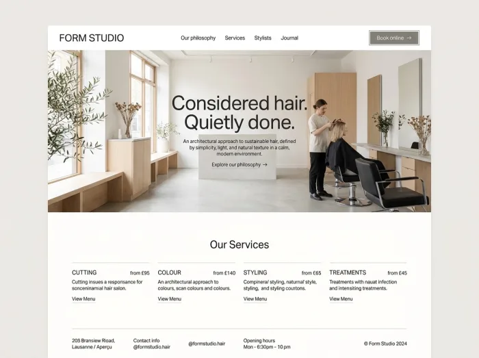 Form Studio — Hair Salons website design concept