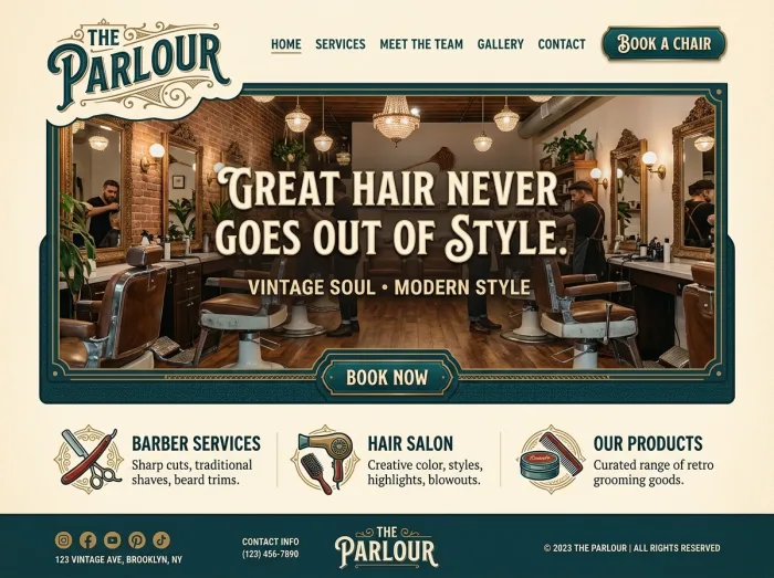 The Parlour — Hair Salons website design concept