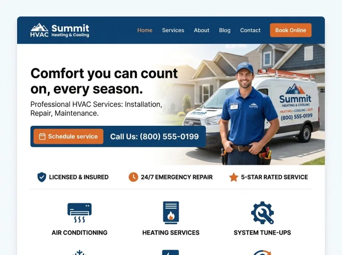 HVAC website design concept — Summit Heating & Cooling