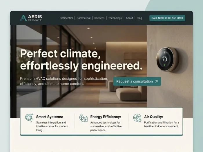 Aeris Climate — HVAC website design concept