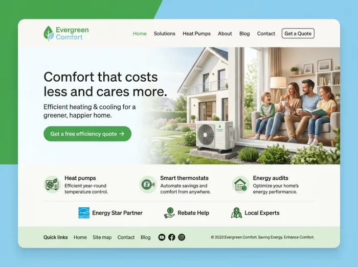 Evergreen Comfort — HVAC website design concept