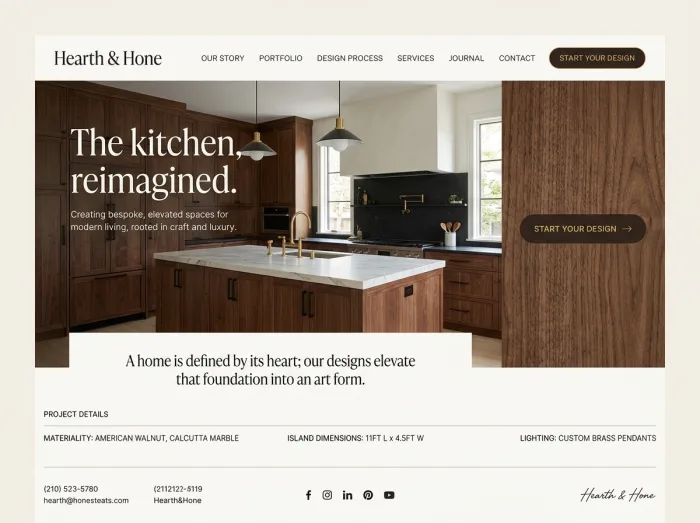 Kitchen Remodelers website design concept — Hearth & Hone