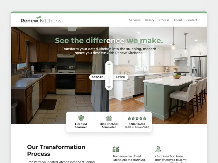 Kitchen Remodelers website design concept — Renew Kitchens