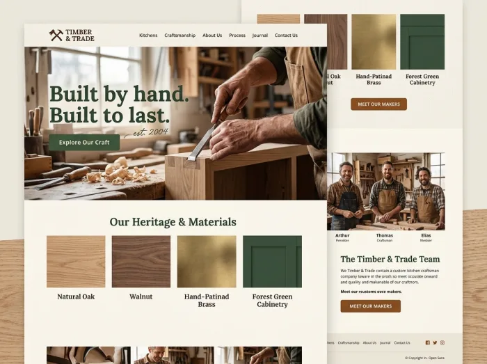 Timber & Trade — Kitchen Remodelers website design concept