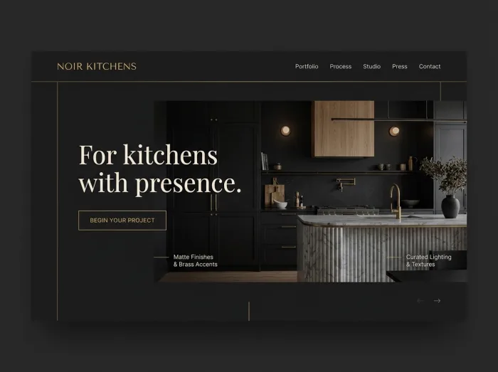 Noir Kitchens — Kitchen Remodelers website design concept