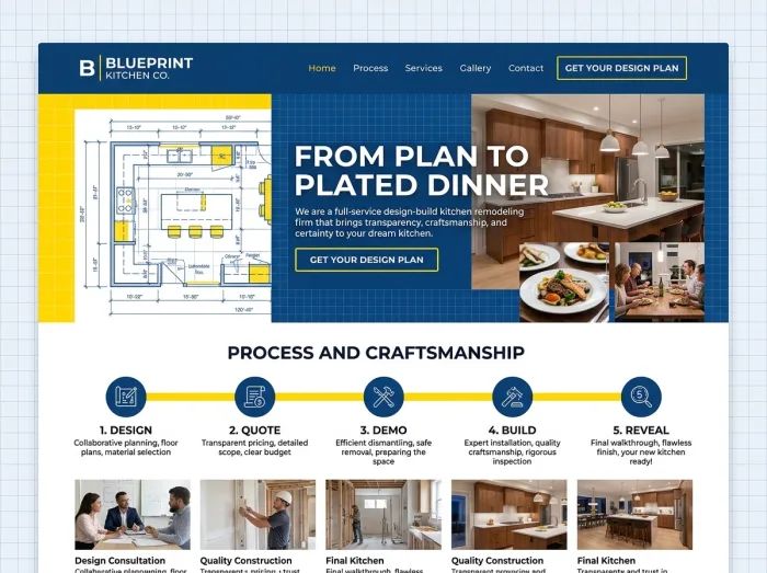 Blueprint Kitchen — Kitchen Remodelers website design concept