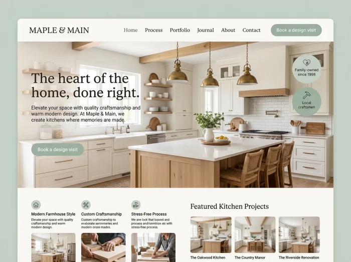 Maple & Main — Kitchen Remodelers website design concept