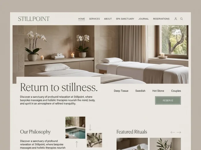 Massage website design concept — Stillpoint