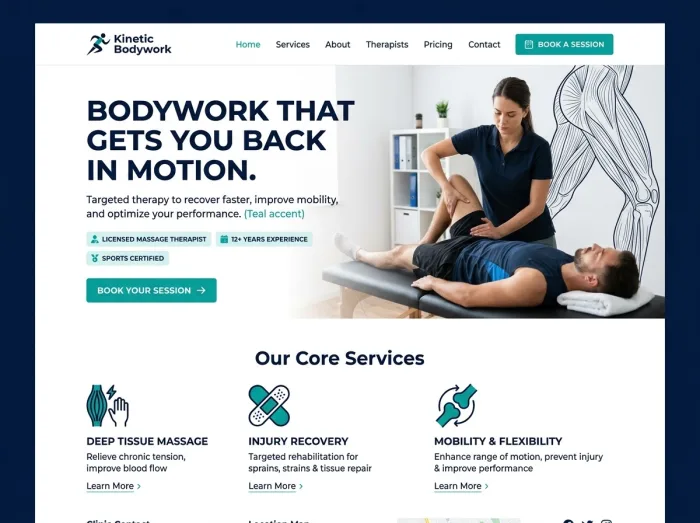 Massage website design concept — Kinetic Bodywork