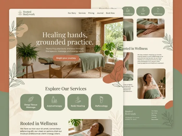 Rooted Bodywork — Massage website design concept