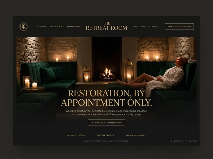 The Retreat Room — Massage website design concept