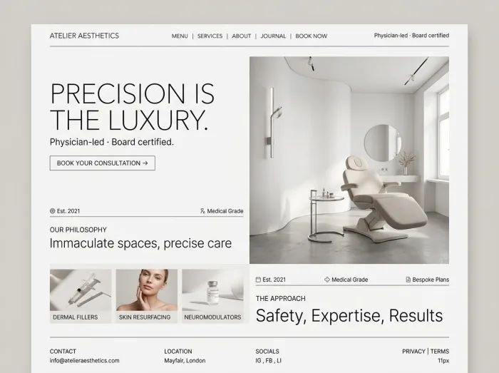 Med Spas & Beauty website design concept — Clinical Luxe